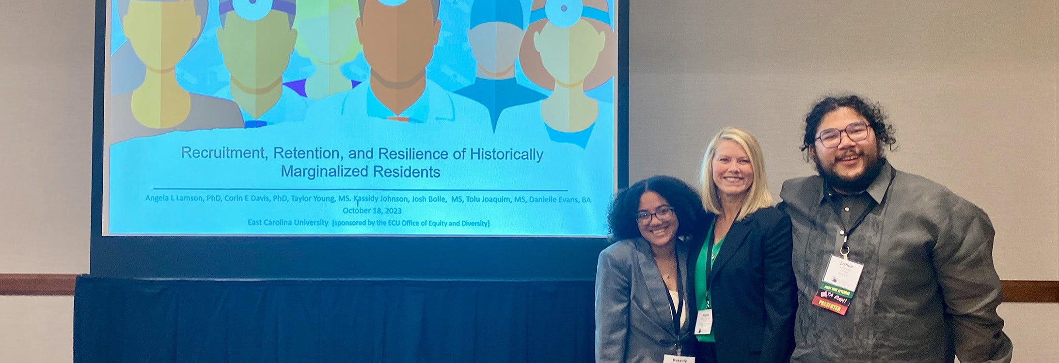 Dr. Angela Lamson with Kassidy Johnson (undergraduate biology student) and Josh Bolle (medical family therapy doctoral student) at the Collaborative Family Healthcare Association conference in Arizona.