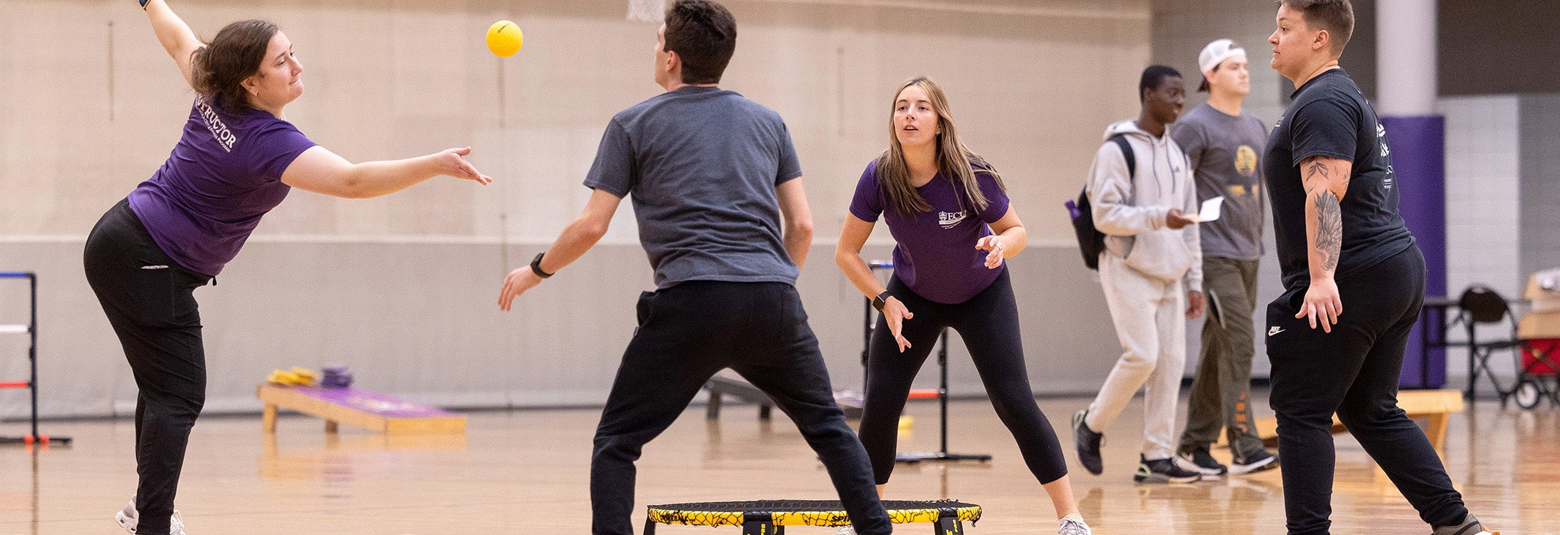 A game of Spikeball is enjoyed at the ECU Eakin Student Recreation Center. (ECU News Services photo)