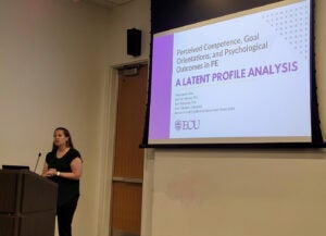 Stephanie Fuller presents during ECU Research and Creative Activity Week and awards. 
