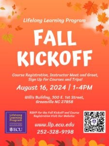 Decorative flyer for ECU Lifelong Learning Program.